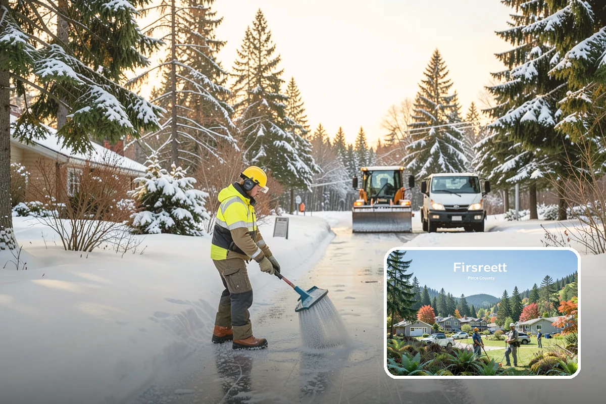 Trail Snow Removal in Fircrest, Pierce County, WA - Restores safe pedestrian routes through shaded greenbelts