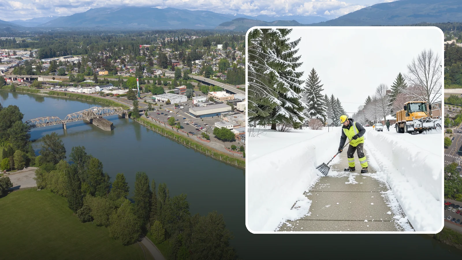 Trail Snow Removal in Mount Vernon, Skagit County, WA - Clearing of paved and soft-surface trails on campuses, parks, and HOAs so pedestrians keep a safe route in the snow.