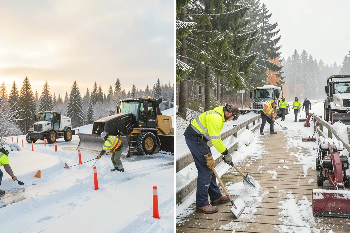 Trail Snow Removal in Ruston, Pierce County, WA - Clear the trail with path-width equipment or hand crews