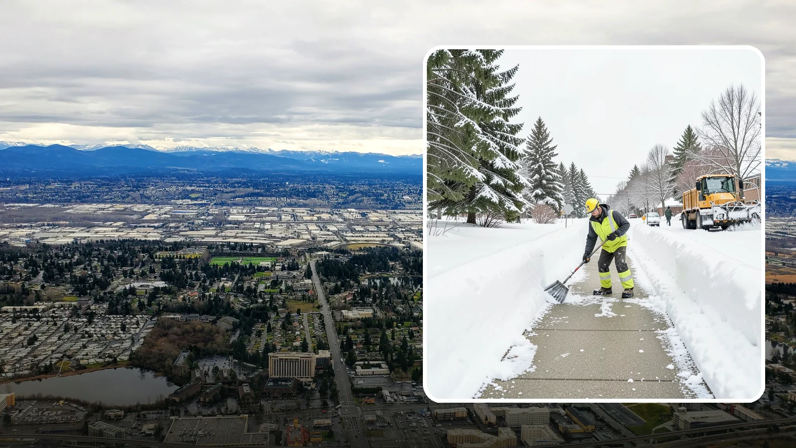Trail Snow Removal in SeaTac, King County, WA - Clearing of paved and soft-surface trails on campuses, parks, and HOAs so pedestrians keep a safe route in the snow.