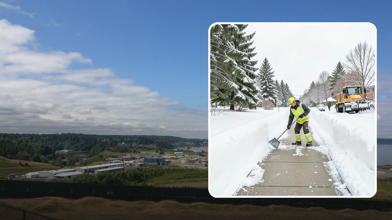 Trail Snow Removal in University Place, Pierce County, WA - Clearing of paved and soft-surface trails on campuses, parks, and HOAs so pedestrians keep a safe route in the snow.