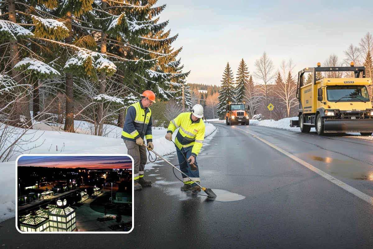 Transit Center Snow Removal in Auburn, King County, WA - Bus bays and boarding islands cleared first