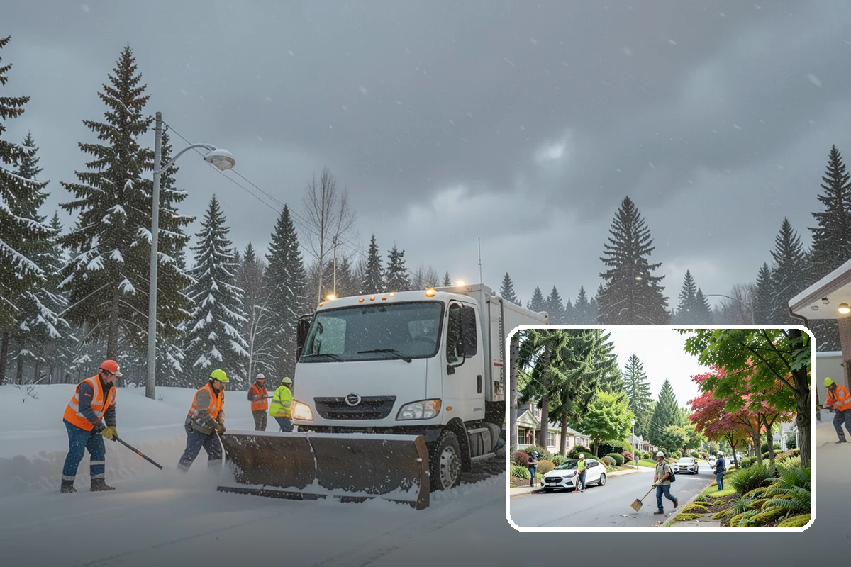 Transit Center Snow Removal in Beaux Arts Village, King County, WA - Bus bays and boarding islands cleared first