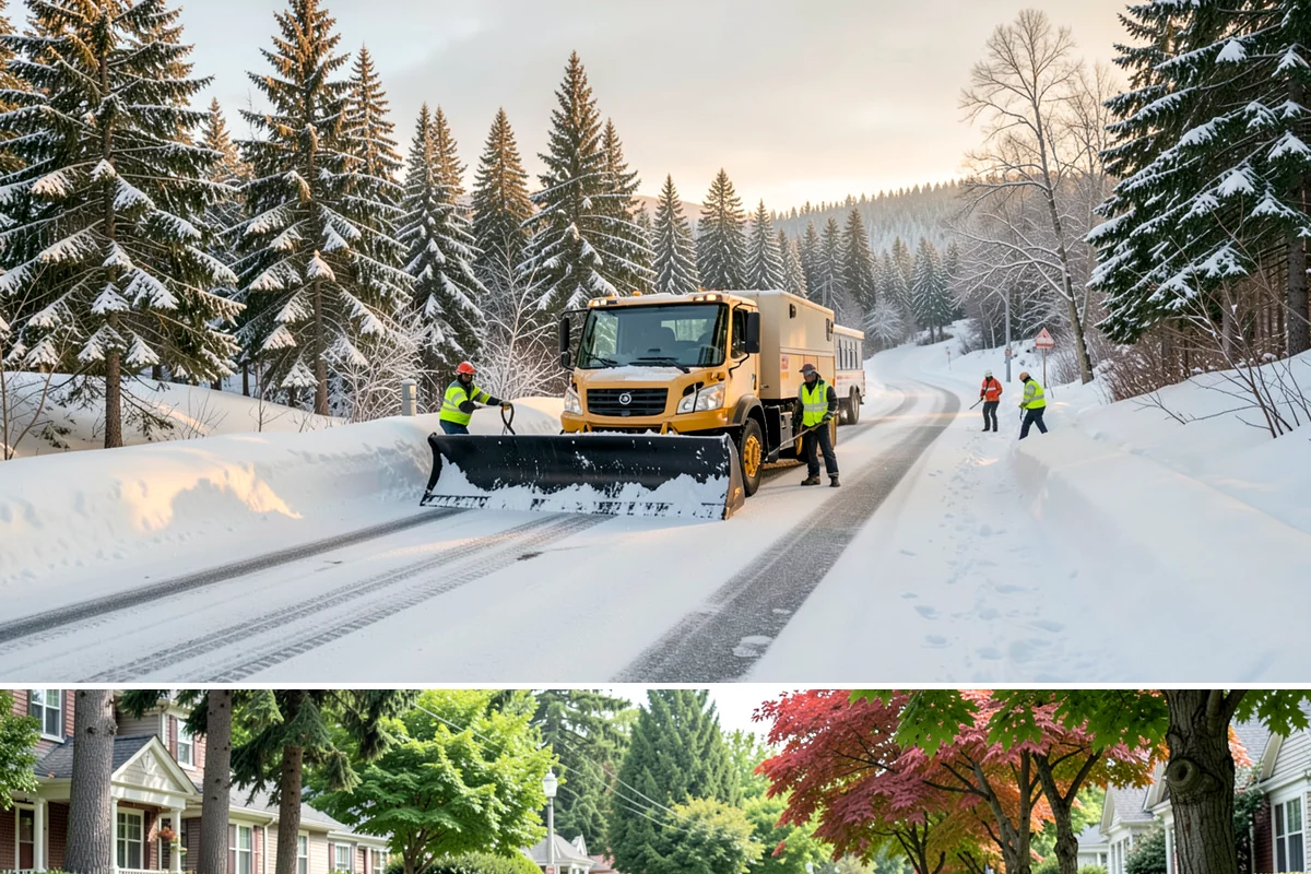 Transit Center Snow Removal in Beaux Arts Village, King County, WA - Transit demand peaks December through February around morning-rush freeze conditions.