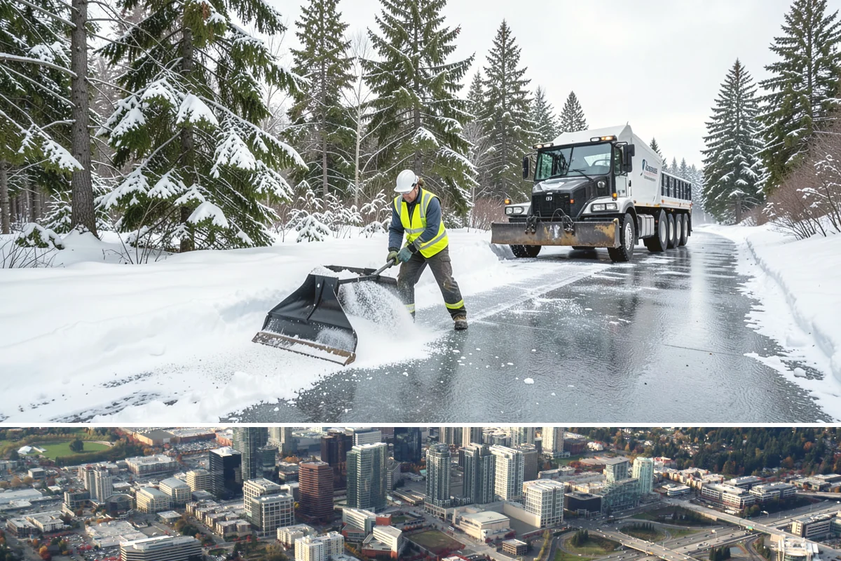 Transit Center Snow Removal in Bellevue, King County, WA - Transit demand peaks December through February around morning-rush freeze conditions.