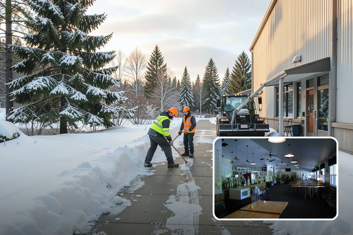 Transit Center Snow Removal in Black Diamond, King County, WA - Bus bays and boarding islands cleared first