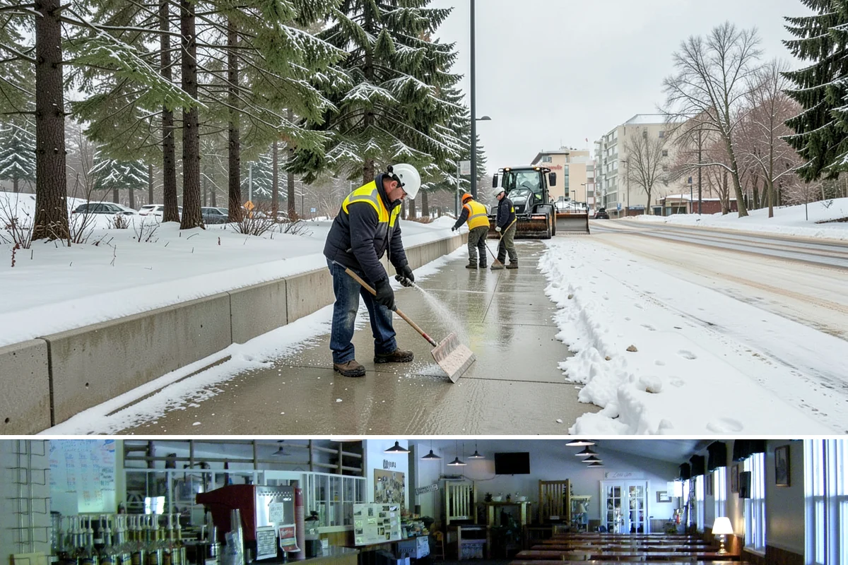 Transit Center Snow Removal in Black Diamond, King County, WA - Transit demand peaks December through February around morning-rush freeze conditions.