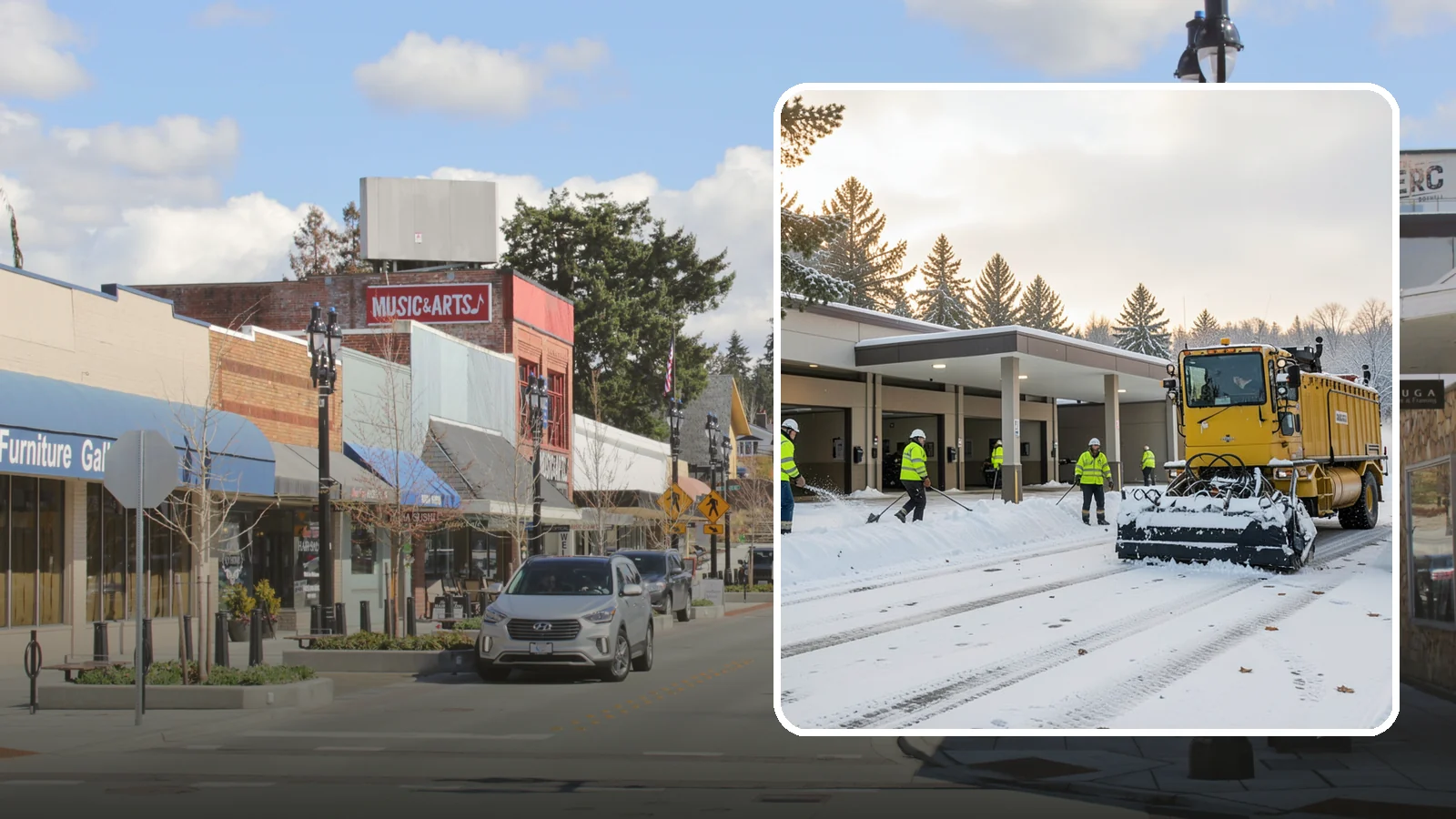 Transit Center Snow Removal in Bothell, King County, WA - Keep buses loading and riders safe by clearing transit bays, boarding platforms, and passenger walkways before the morning...