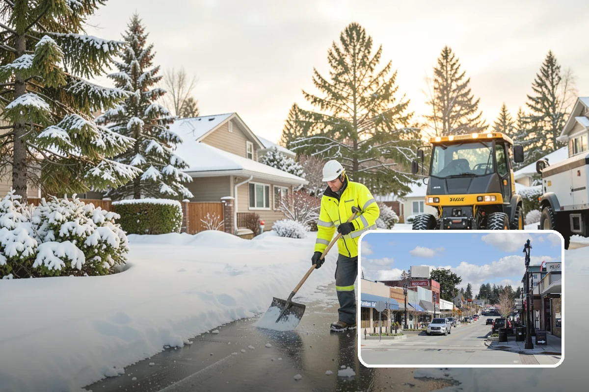 Transit Center Snow Removal in Bothell, King County, WA - Bus bays and boarding islands cleared first