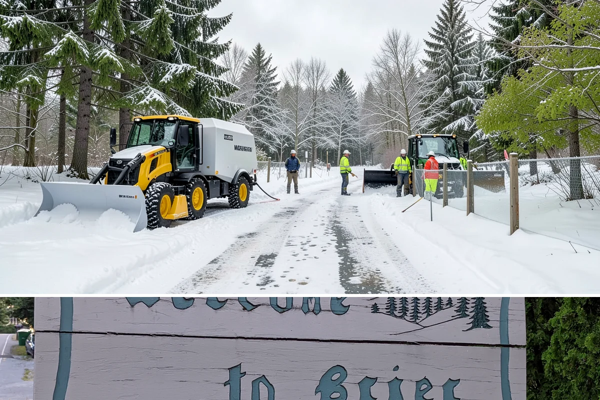 Transit Center Snow Removal in Brier, Snohomish County, WA - Transit demand peaks December through February around morning-rush freeze conditions.