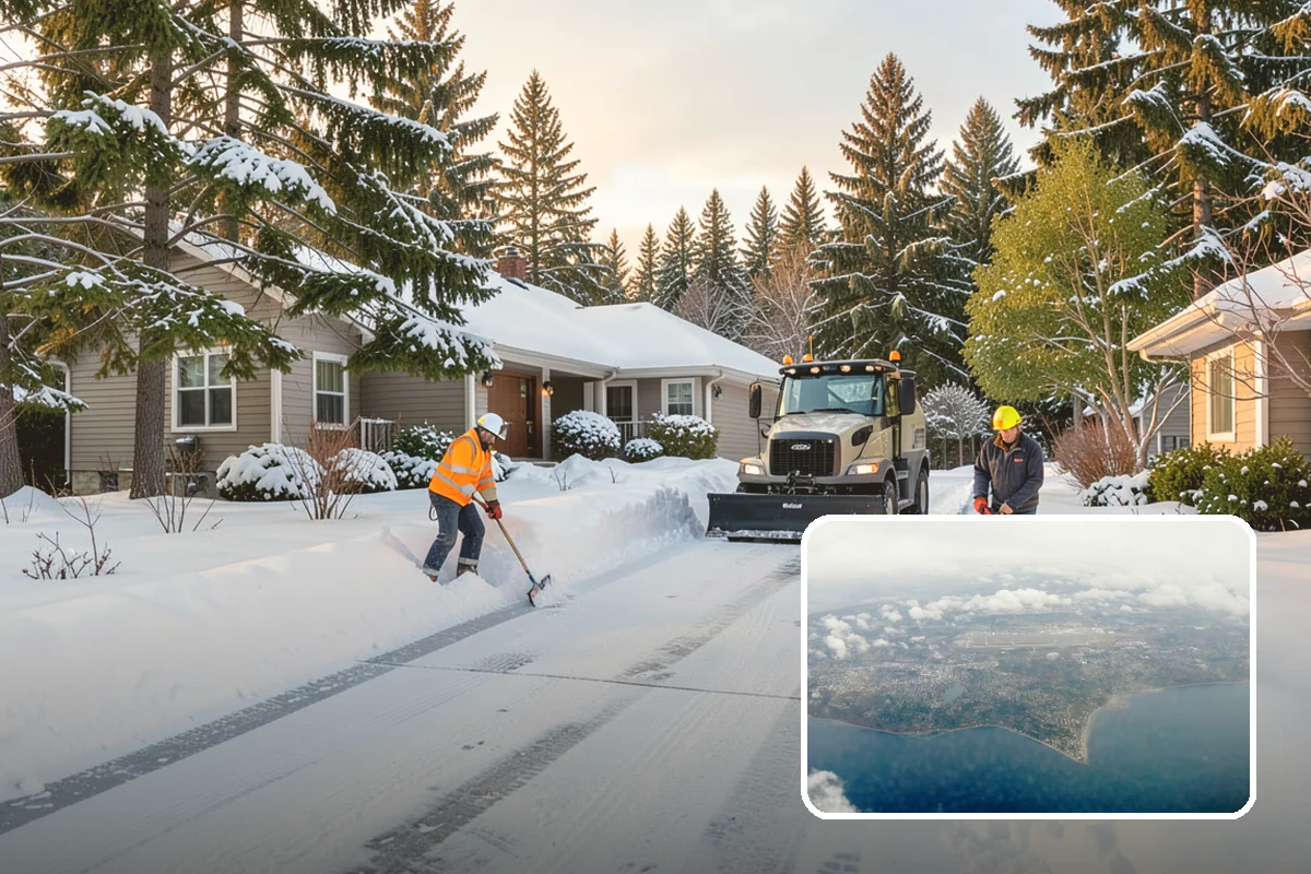 Transit Center Snow Removal in Burien, King County, WA - Bus bays and boarding islands cleared first