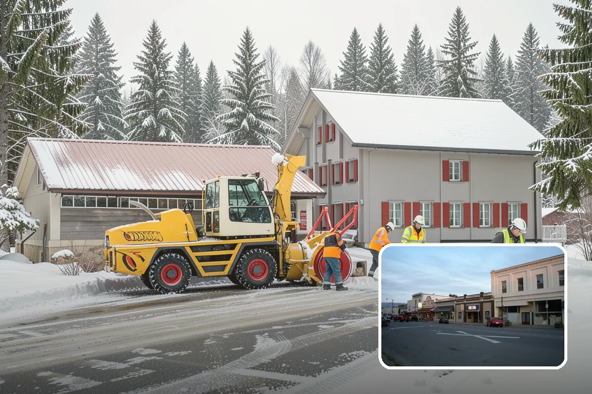 Transit Center Snow Removal in Burlington, Skagit County, WA - Bus bays and boarding islands cleared first