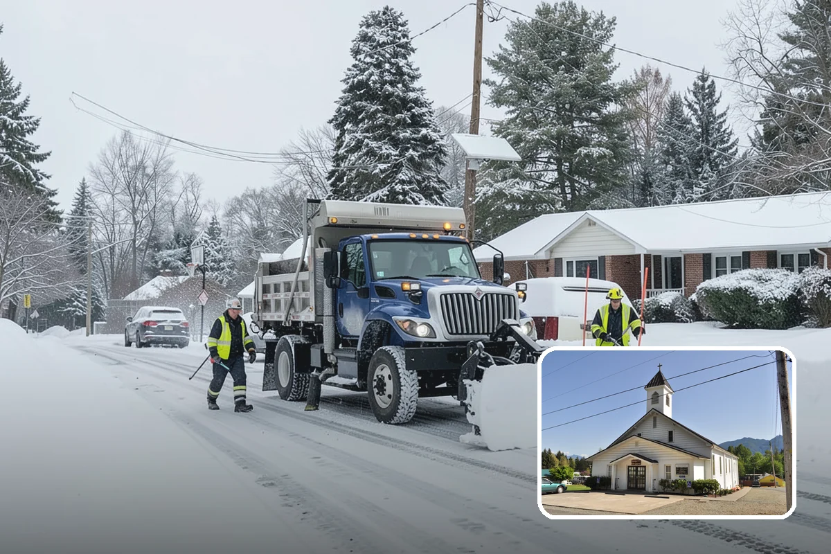 Transit Center Snow Removal in Concrete, Skagit County, WA - Bus bays and boarding islands cleared first