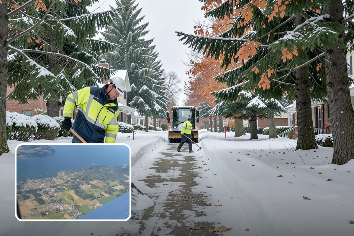 Transit Center Snow Removal in Coupeville, Island County, WA - Bus bays and boarding islands cleared first