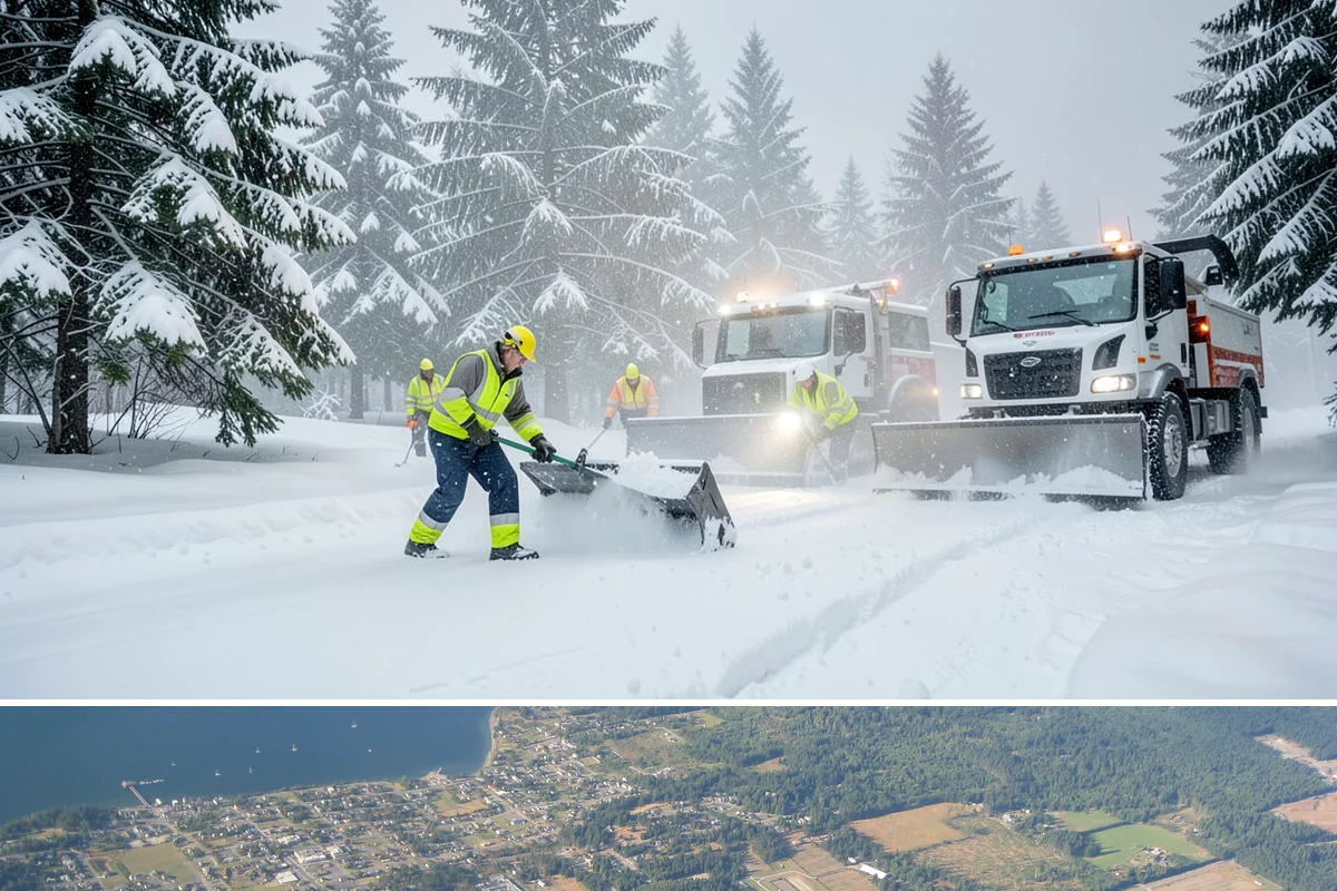Transit Center Snow Removal in Coupeville, Island County, WA - Transit demand peaks December through February around morning-rush freeze conditions.