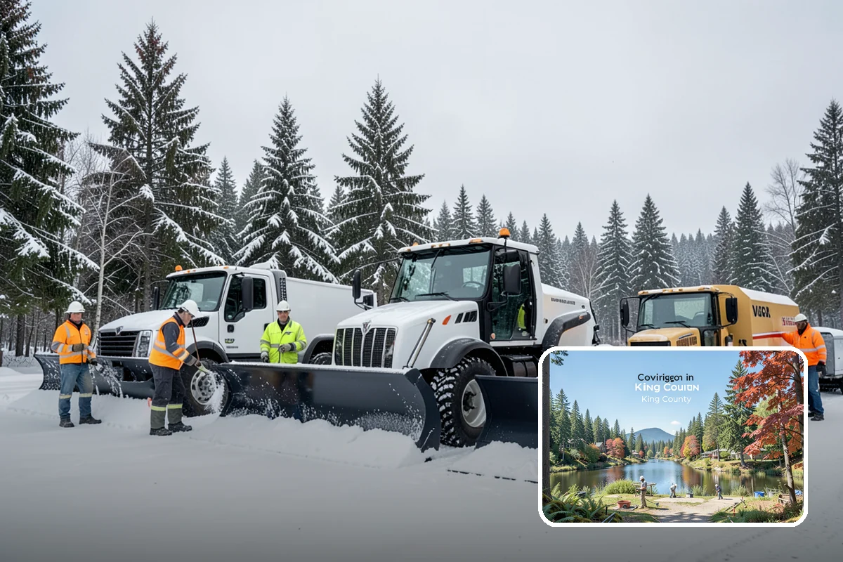 Transit Center Snow Removal in Covington, King County, WA - Bus bays and boarding islands cleared first