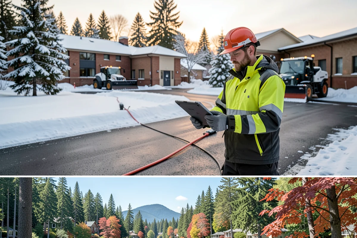 Transit Center Snow Removal in Covington, King County, WA - Transit demand peaks December through February around morning-rush freeze conditions.