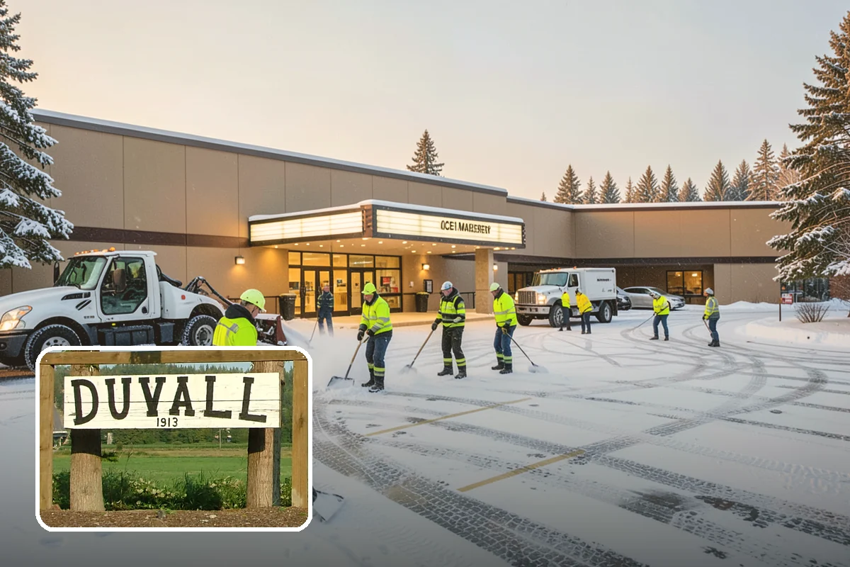 Transit Center Snow Removal in Duvall, King County, WA - Bus bays and boarding islands cleared first