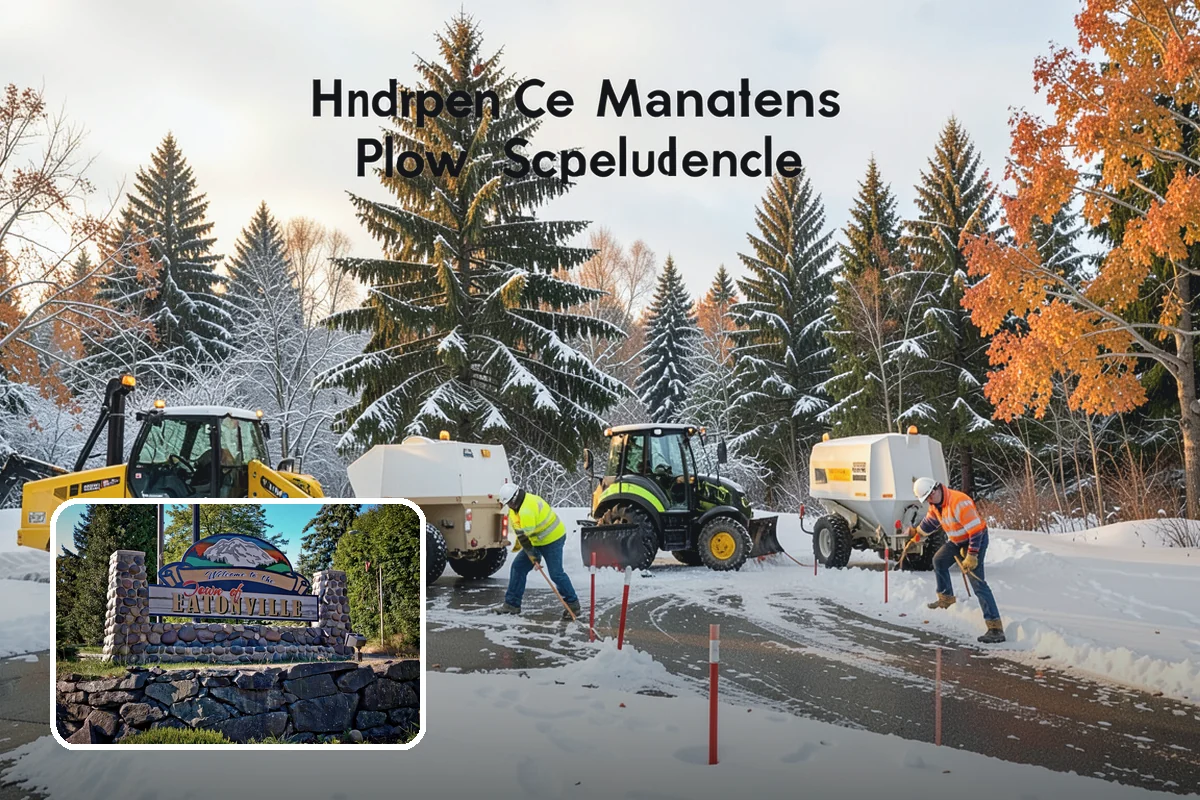 Transit Center Snow Removal in Eatonville, Pierce County, WA - Bus bays and boarding islands cleared first