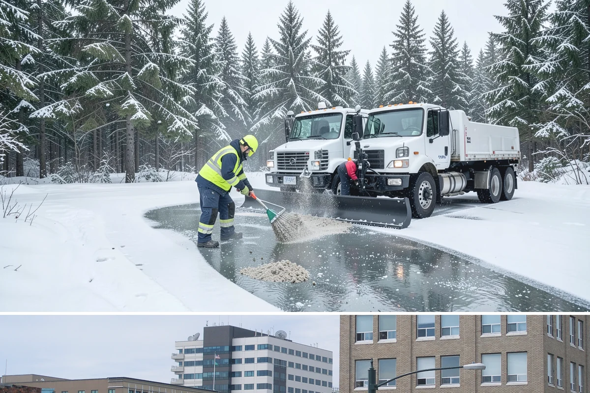Transit Center Snow Removal in Everett, Snohomish County, WA - Transit demand peaks December through February around morning-rush freeze conditions.
