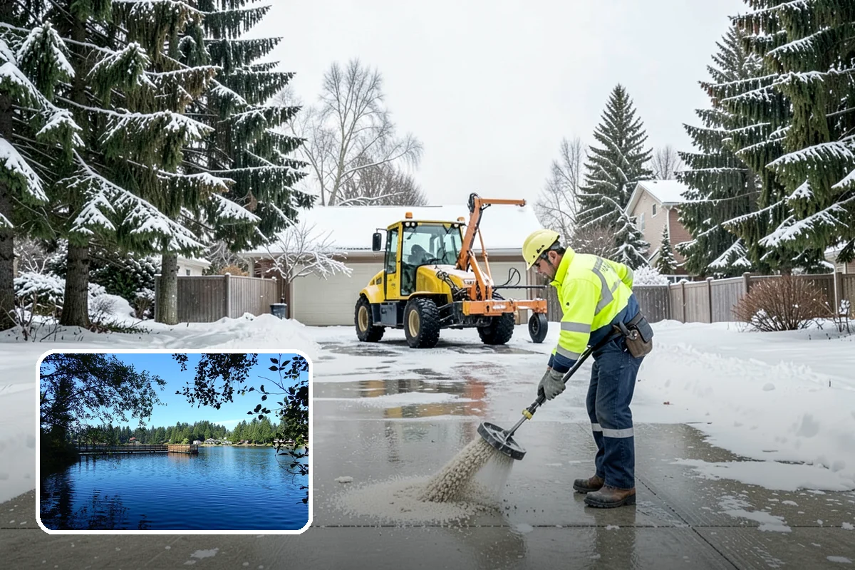 Transit Center Snow Removal in Federal Way, King County, WA - Bus bays and boarding islands cleared first