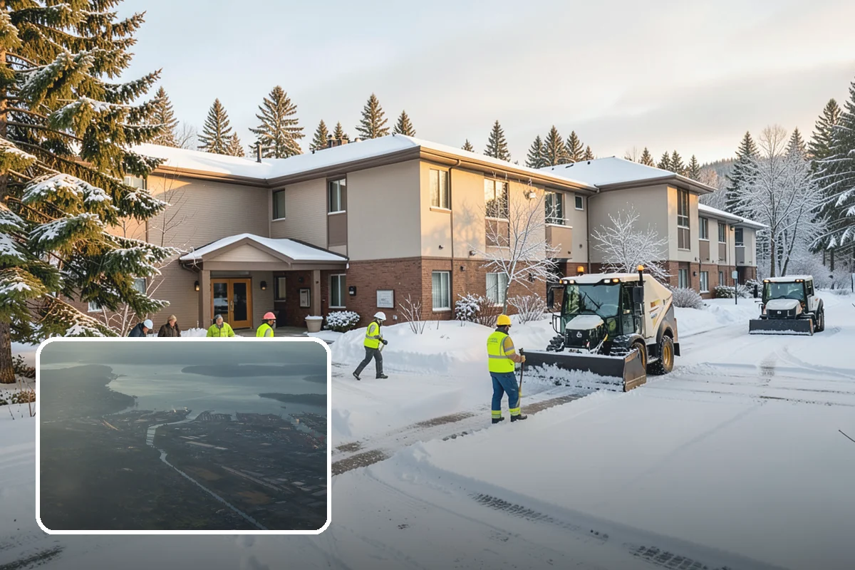 Transit Center Snow Removal in Fife, Pierce County, WA - Bus bays and boarding islands cleared first