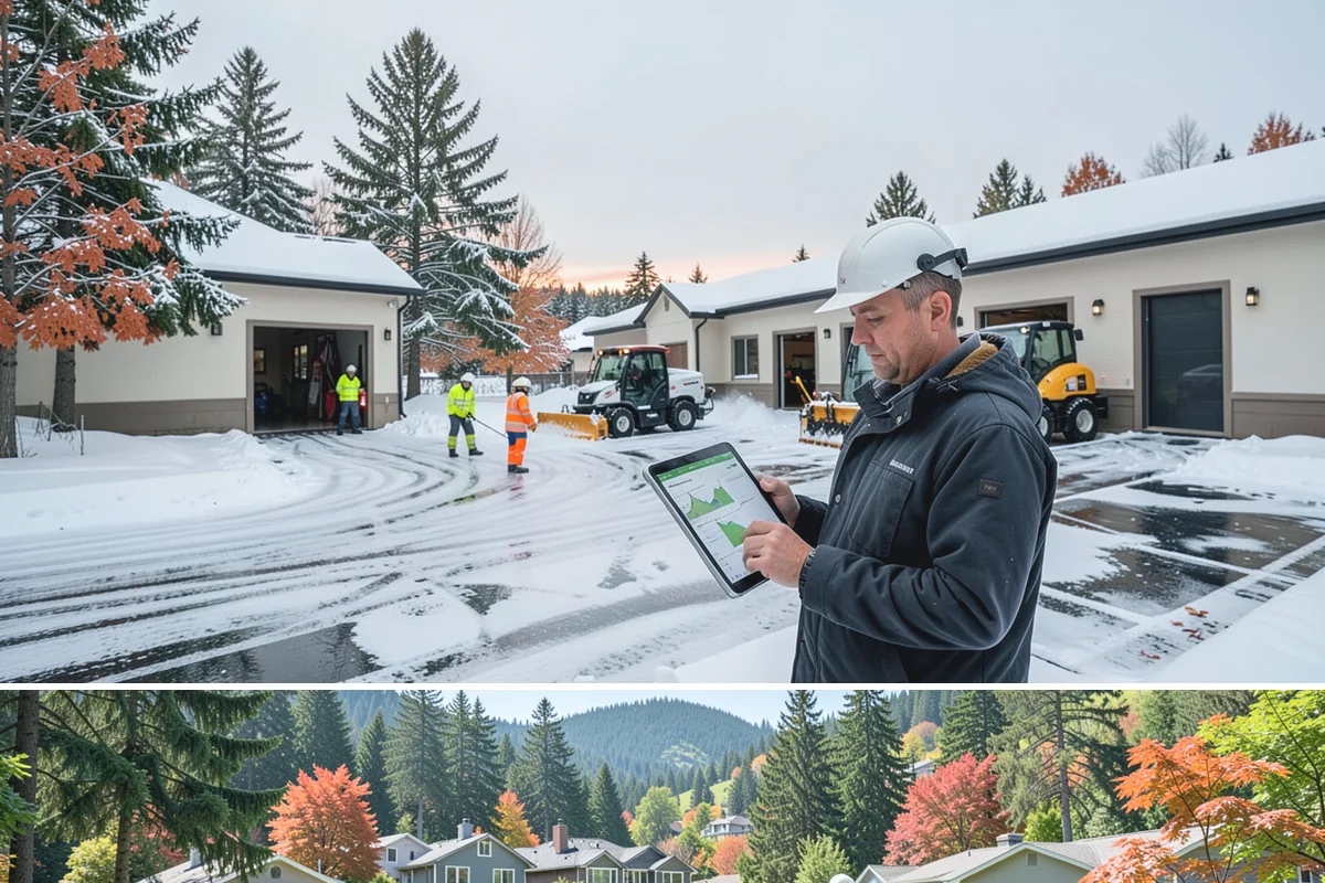 Transit Center Snow Removal in Fircrest, Pierce County, WA - Transit demand peaks December through February around morning-rush freeze conditions.