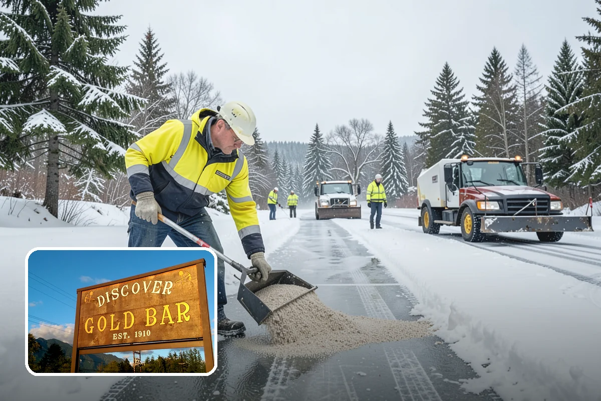 Transit Center Snow Removal in Gold Bar, Snohomish County, WA - Bus bays and boarding islands cleared first