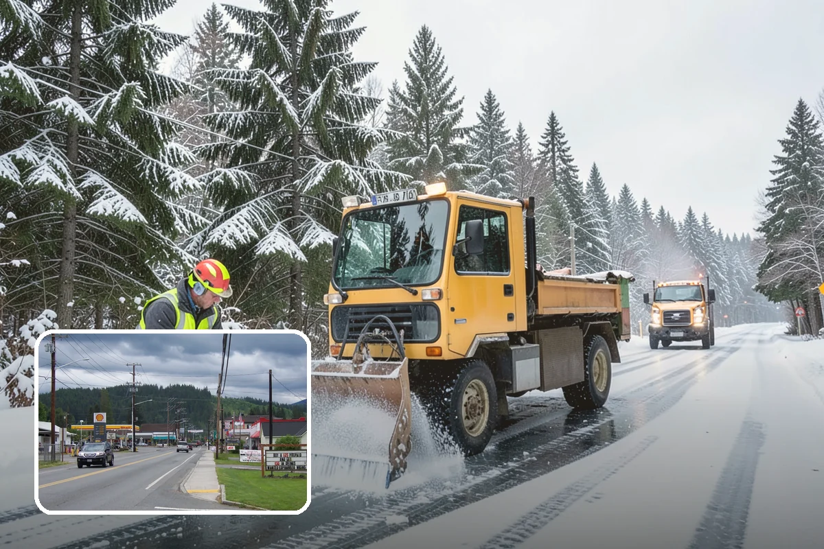 Transit Center Snow Removal in Granite Falls, Snohomish County, WA - Bus bays and boarding islands cleared first
