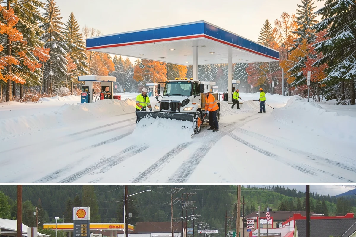 Transit Center Snow Removal in Granite Falls, Snohomish County, WA - Transit demand peaks December through February around morning-rush freeze conditions.