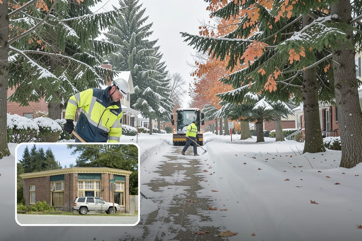 Transit Center Snow Removal in Hamilton, Skagit County, WA - Bus bays and boarding islands cleared first