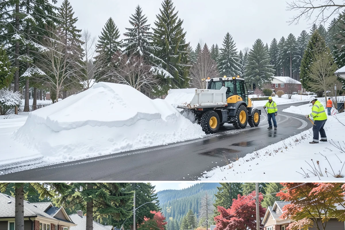 Transit Center Snow Removal in Hunts Point, King County, WA - Transit demand peaks December through February around morning-rush freeze conditions.