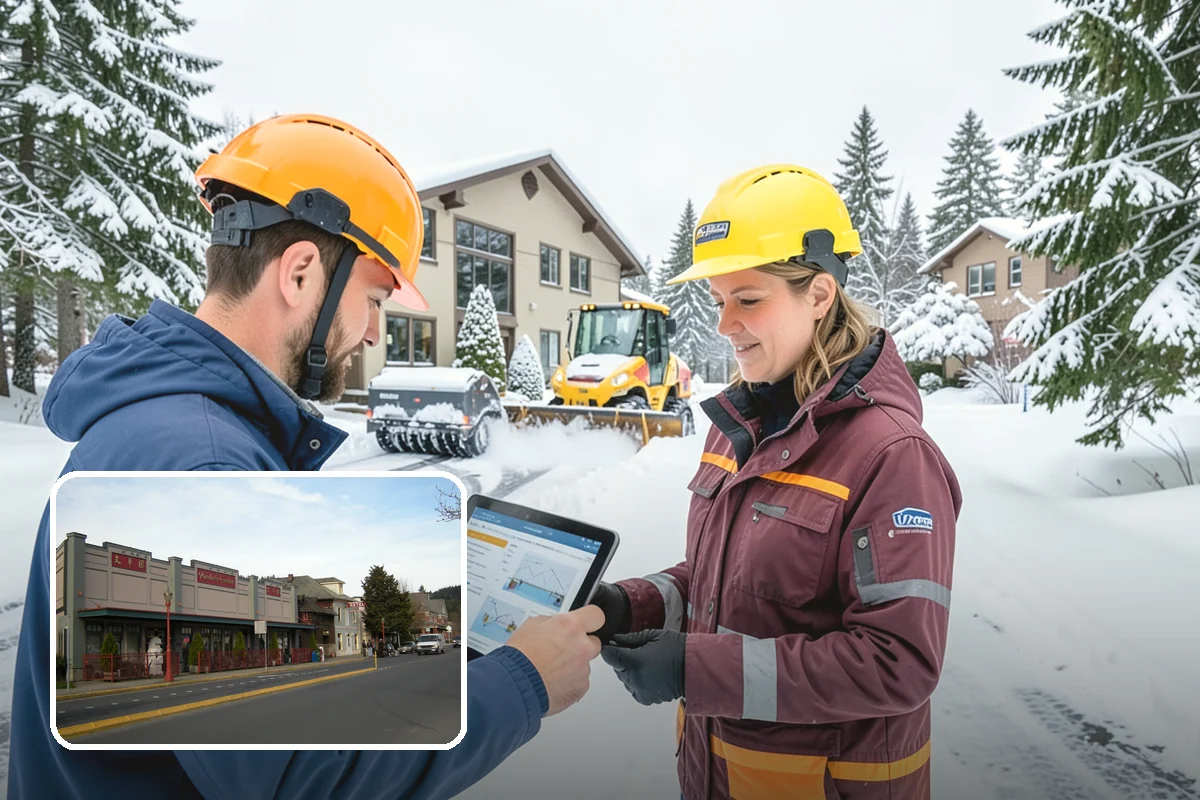 Transit Center Snow Removal in Issaquah, King County, WA - Bus bays and boarding islands cleared first