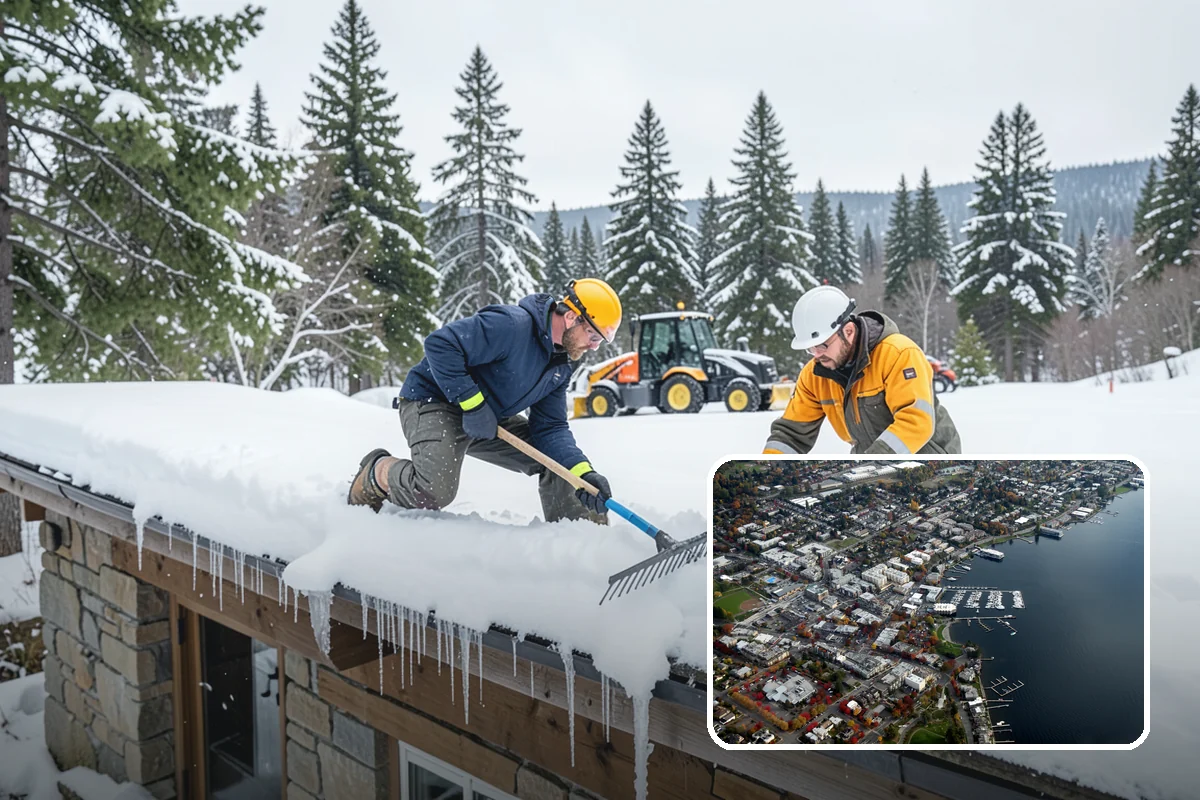 Transit Center Snow Removal in Kirkland, King County, WA - Bus bays and boarding islands cleared first
