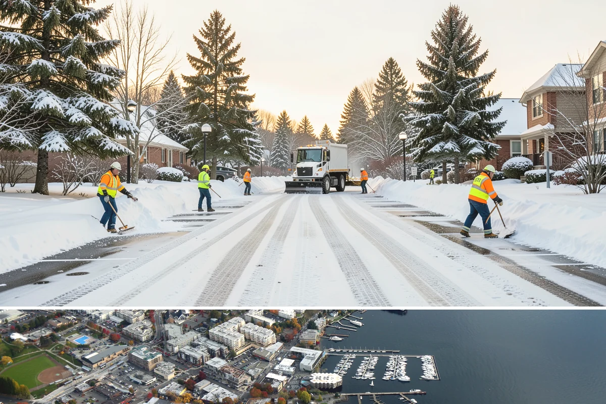 Transit Center Snow Removal in Kirkland, King County, WA - Transit demand peaks December through February around morning-rush freeze conditions.
