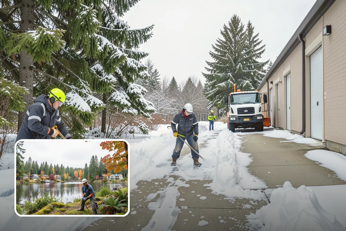 Transit Center Snow Removal in La Conner, Skagit County, WA - Bus bays and boarding islands cleared first