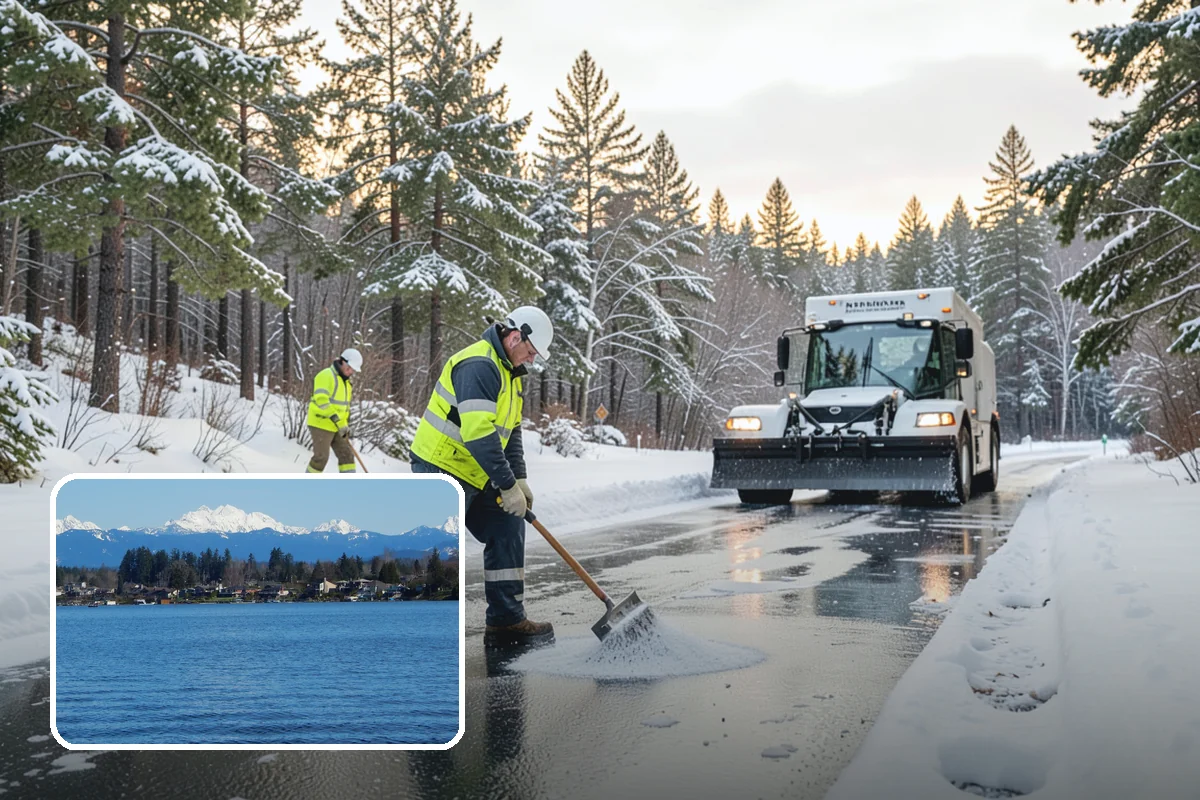 Transit Center Snow Removal in Lake Stevens, Snohomish County, WA - Bus bays and boarding islands cleared first