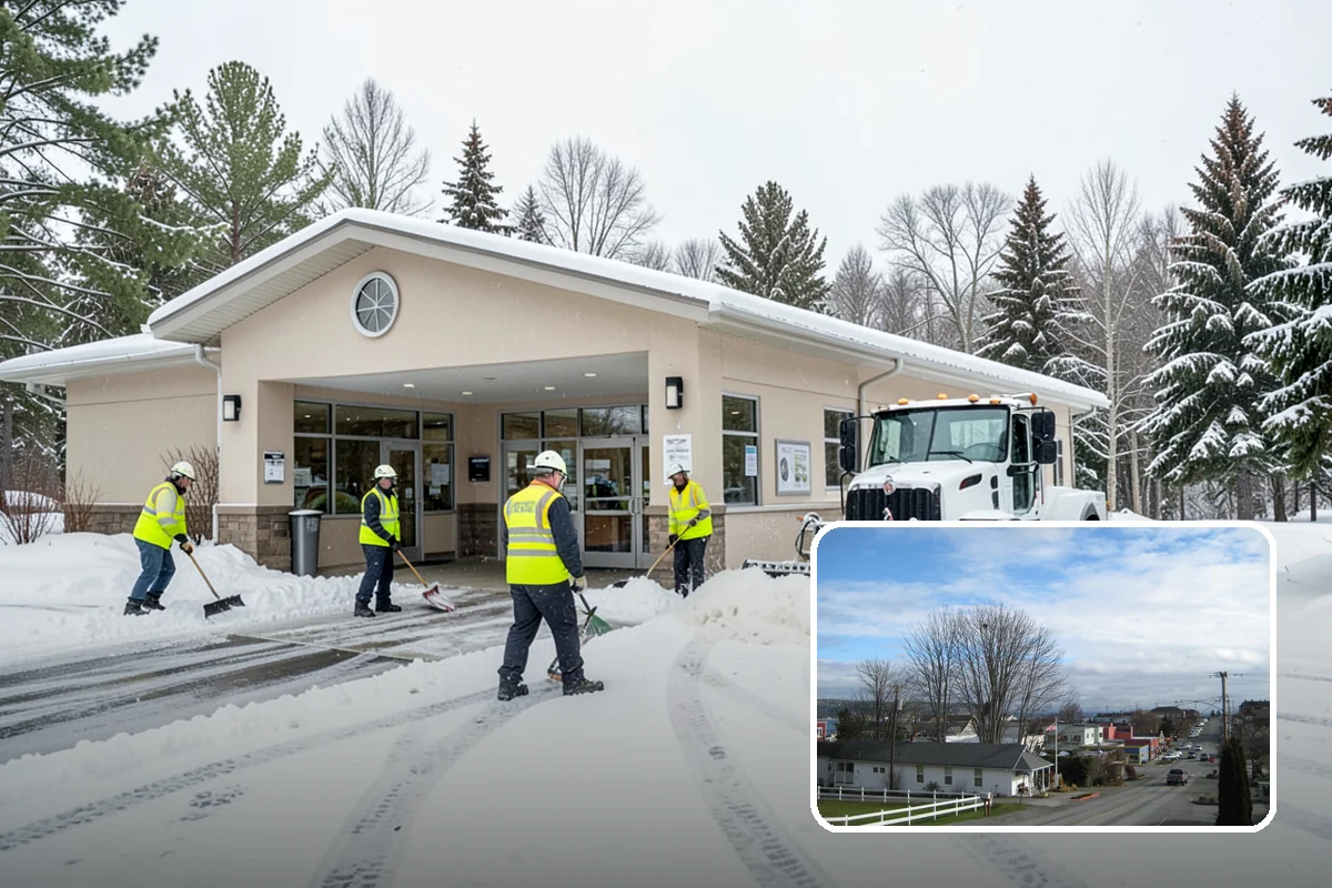 Transit Center Snow Removal in Langley, Island County, WA - Bus bays and boarding islands cleared first
