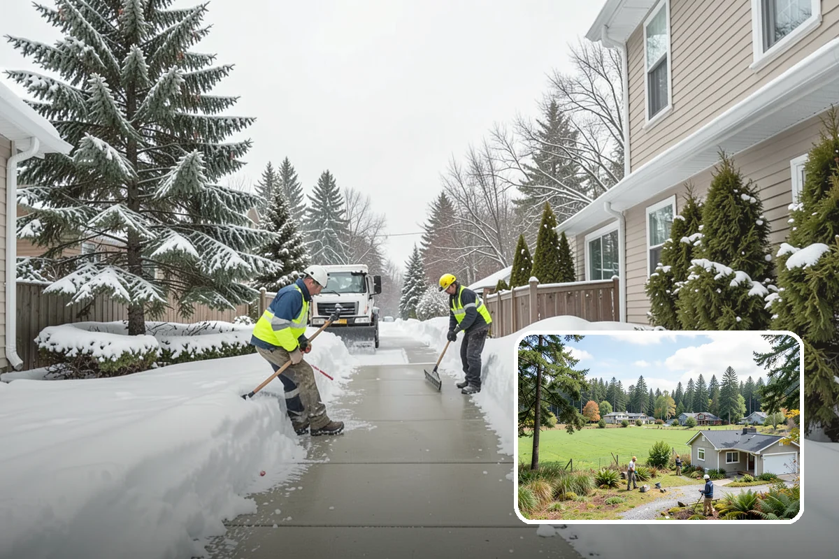 Transit Center Snow Removal in Lyman, Skagit County, WA - Bus bays and boarding islands cleared first