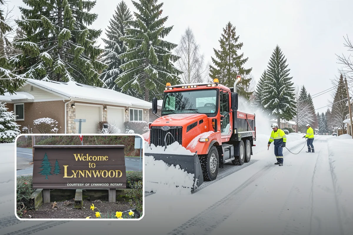 Transit Center Snow Removal in Lynnwood, Snohomish County, WA - Bus bays and boarding islands cleared first