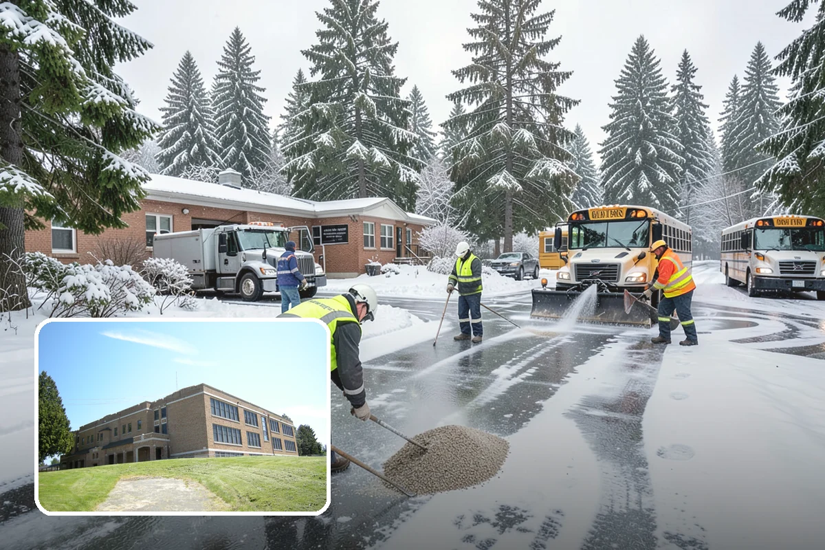 Transit Center Snow Removal in Maple Valley, King County, WA - Bus bays and boarding islands cleared first