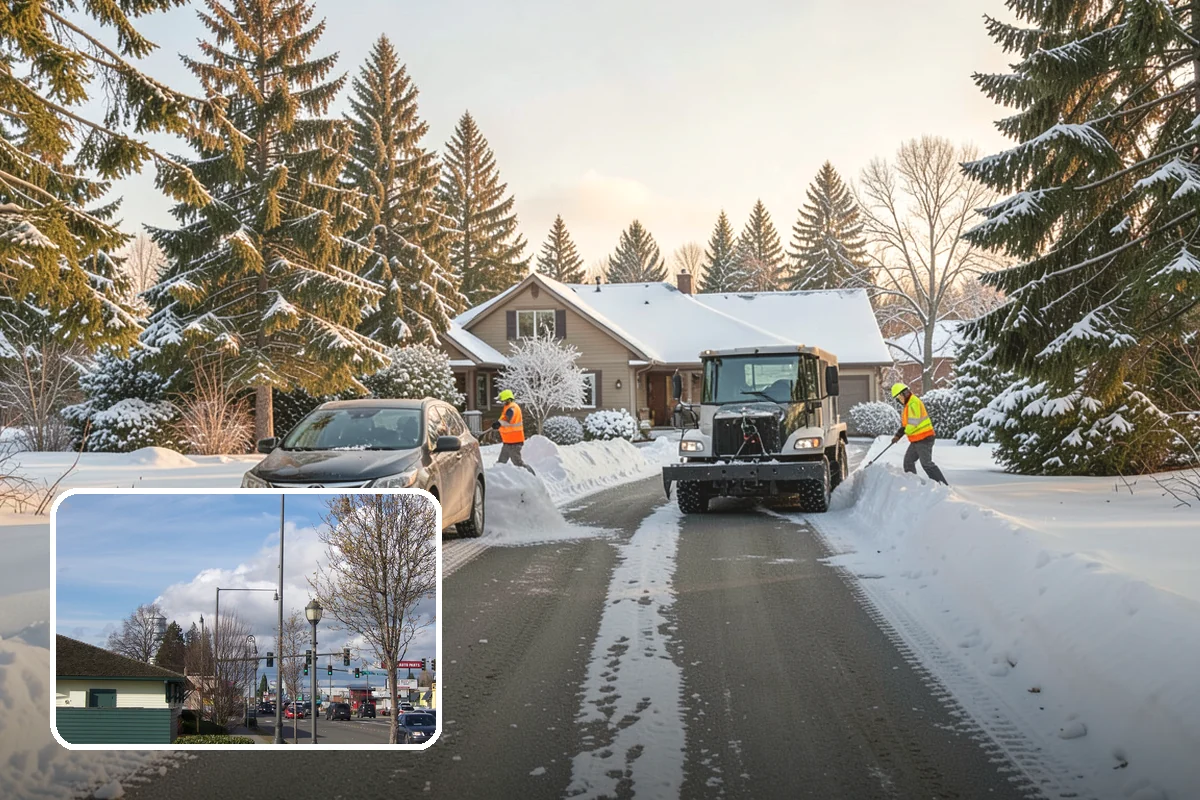 Transit Center Snow Removal in Marysville, Snohomish County, WA - Bus bays and boarding islands cleared first