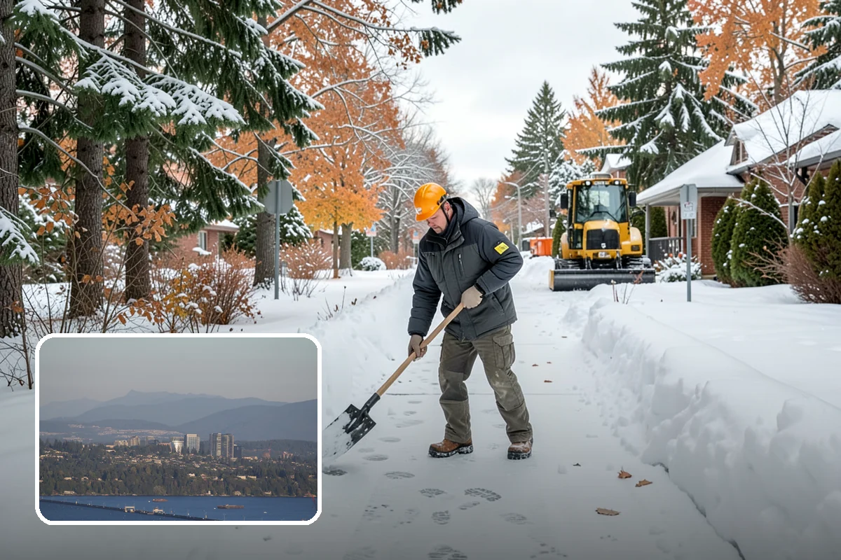Transit Center Snow Removal in Medina, King County, WA - Bus bays and boarding islands cleared first