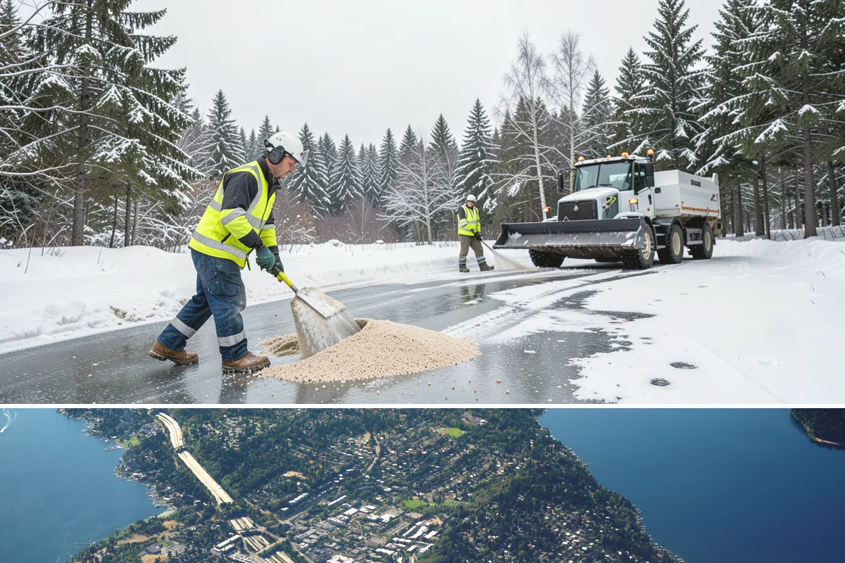 Transit Center Snow Removal in Mercer Island, King County, WA - Transit demand peaks December through February around morning-rush freeze conditions.