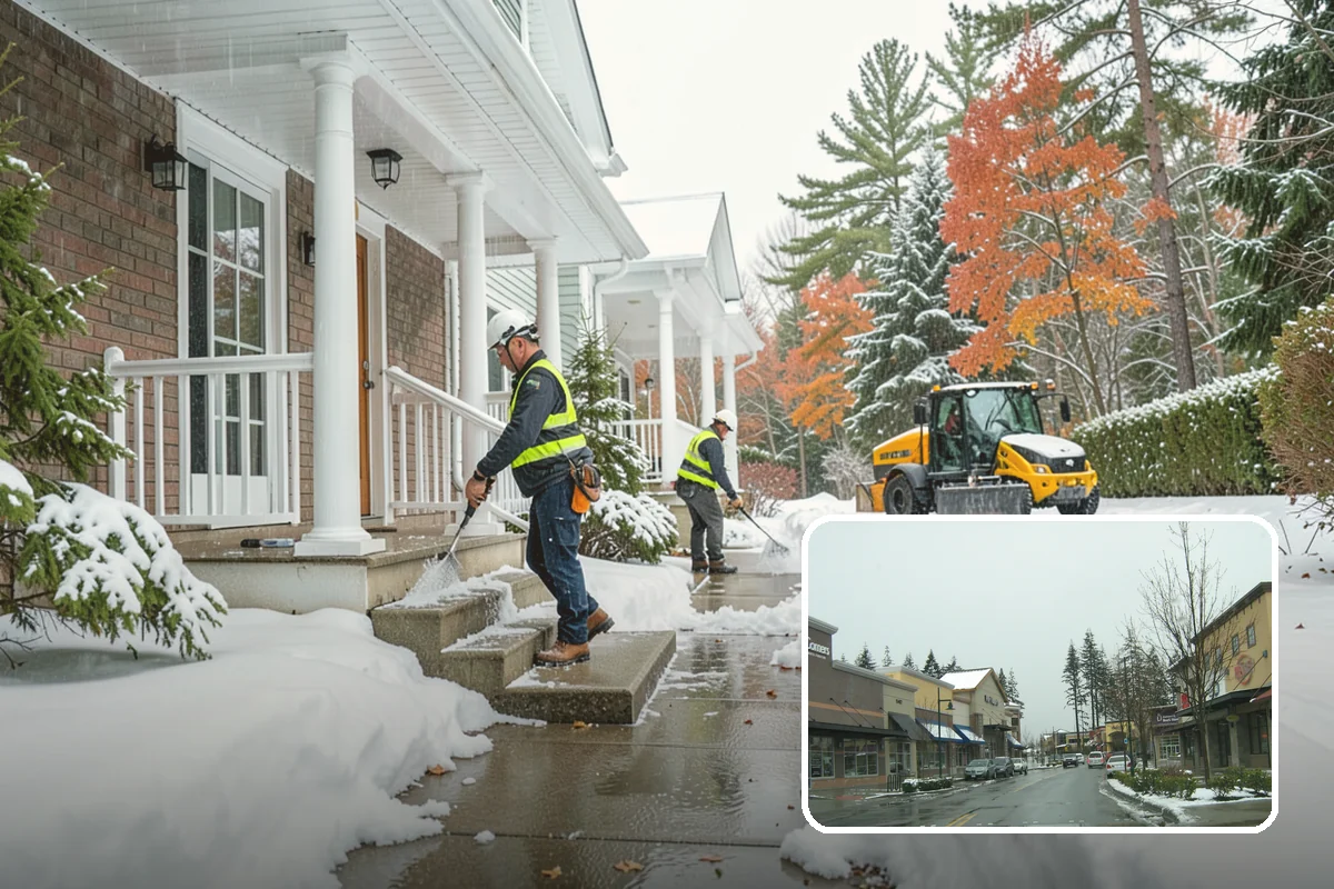 Transit Center Snow Removal in Mill Creek, Snohomish County, WA - Bus bays and boarding islands cleared first