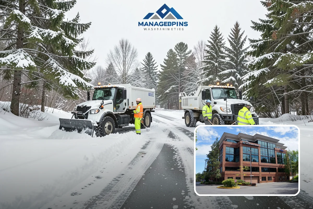 Transit Center Snow Removal in Mountlake Terrace, Snohomish County, WA - Bus bays and boarding islands cleared first