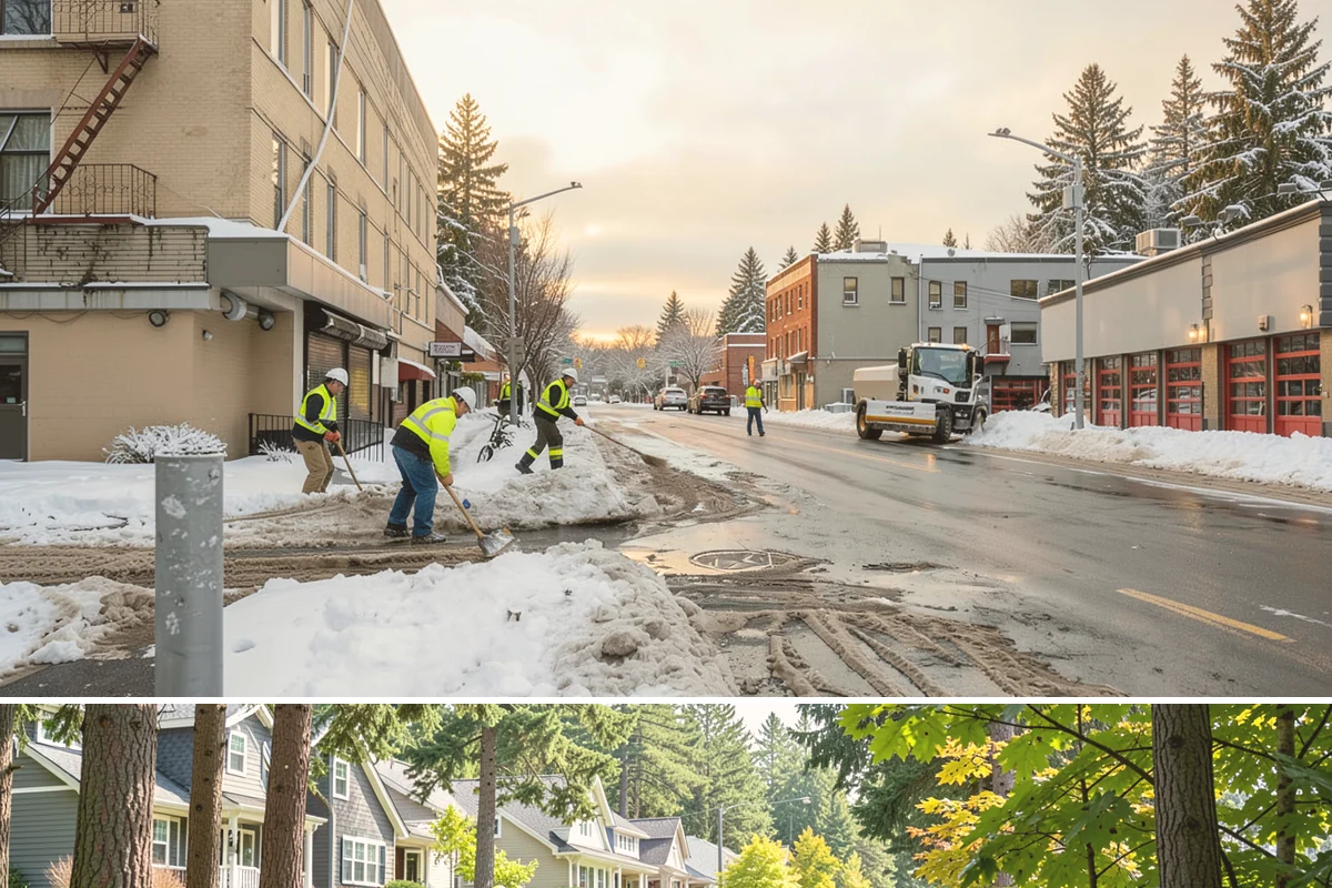 Transit Center Snow Removal in Normandy Park, King County, WA - Transit demand peaks December through February around morning-rush freeze conditions.