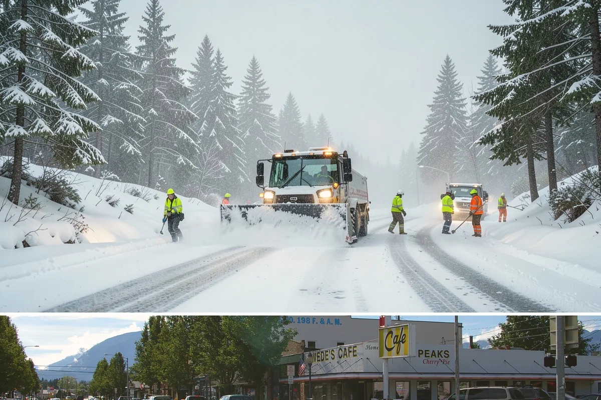 Transit Center Snow Removal in North Bend, King County, WA - Transit demand peaks December through February around morning-rush freeze conditions.