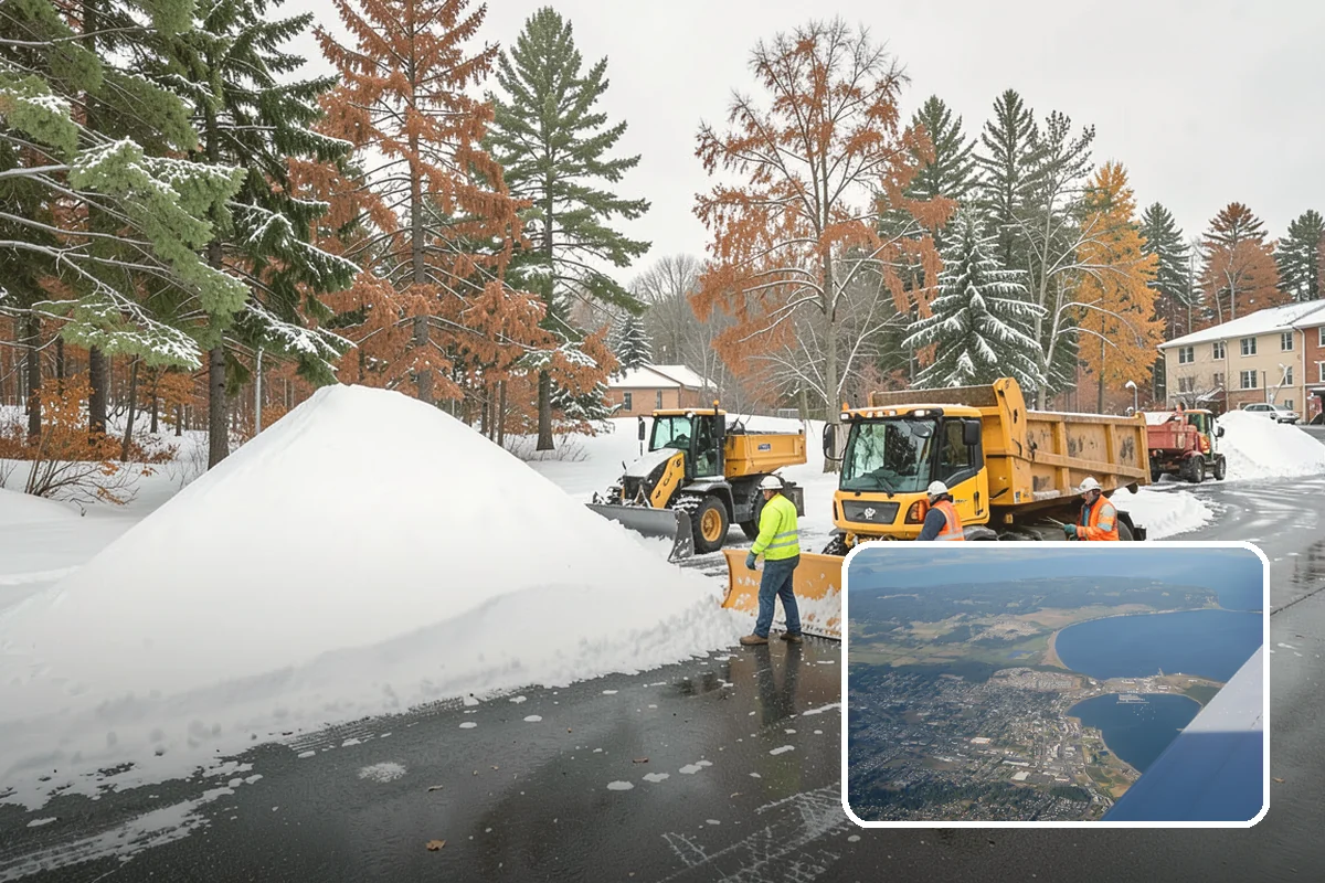 Transit Center Snow Removal in Oak Harbor, Island County, WA - Bus bays and boarding islands cleared first