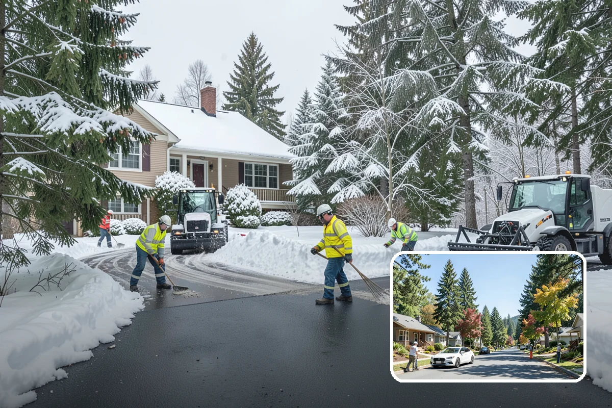 Transit Center Snow Removal in Orting, Pierce County, WA - Bus bays and boarding islands cleared first